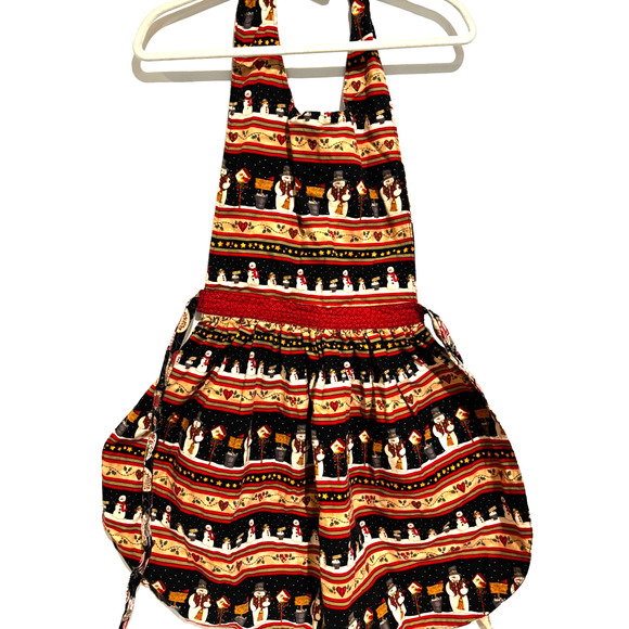Apron Reversible Vintage Floral Teapots & Snowman Holidays Christmas Adorable ! - Picture 2 of 10
